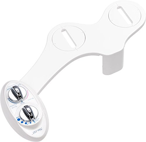 Luxe Bidet Neo 185 (Elite) Non-Electric Bidet Toilet Attachment w/ Self-cleaning Dual Nozzle and Easy Water Pressure Adjustment for Sanitary and Feminine Wash (White and White)