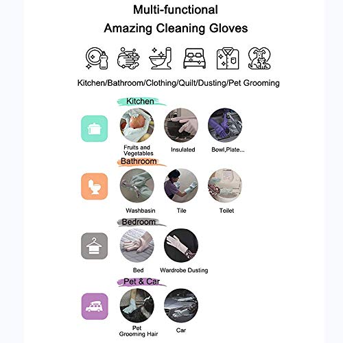 Magic Dishwashing Cleaning Sponge Gloves Reusable Silicone Brush Scrubber Gloves Heat Resistant for Dishwashing Kitchen Bathroom Cleaning Pet Hair Care Car Washing (Green)