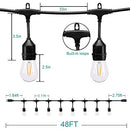 addlon LED Outdoor String Lights 48FT with 2W Dimmable Edison Vintage Plastic Bulbs and Commercial Great Weatherproof Strand - UL Listed Heavy-Duty Decorative LED Café Patio Light, Porch Market Light
