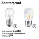 addlon LED Outdoor String Lights 48FT with 2W Dimmable Edison Vintage Plastic Bulbs and Commercial Great Weatherproof Strand - UL Listed Heavy-Duty Decorative LED Café Patio Light, Porch Market Light