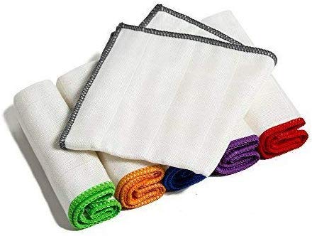 100% Bamboo Kitchen Dish Cloths,White Washcloths Dish Towels,Dish Rags(12 x 12 Inch), Ultra Absorbent Better Than Cotton (White-1 Pack)