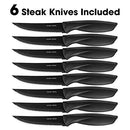 Stainless Steel Knife Set with Block - 13 Kitchen Knives Set Chef Knife Set with Knife Sharpener, 6 Steak Knives, Bonus Peeler Scissors Cheese Pizza Knife and Acrylic Stand by Home Hero