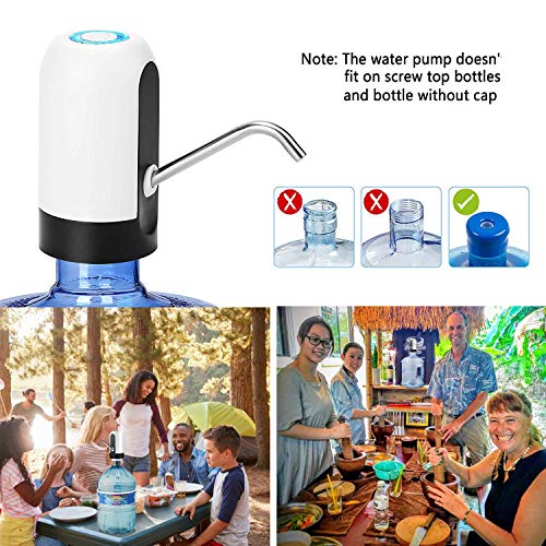Water Bottle Dispenser, YOMYM Water Bottle Pump USB Charging Automatic Drinking Water Pump Portable Electric Water Dispenser Water Bottle Switch for Universal 5 Gallon Bottle