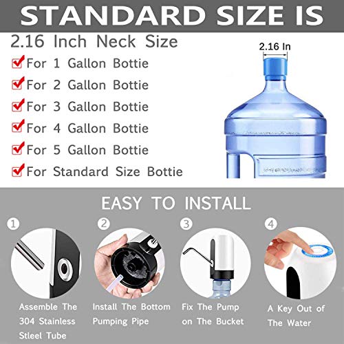 Water Bottle Dispenser, YOMYM Water Bottle Pump USB Charging Automatic Drinking Water Pump Portable Electric Water Dispenser Water Bottle Switch for Universal 5 Gallon Bottle