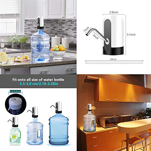 Water Bottle Dispenser, YOMYM Water Bottle Pump USB Charging Automatic Drinking Water Pump Portable Electric Water Dispenser Water Bottle Switch for Universal 5 Gallon Bottle
