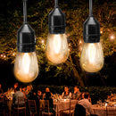 addlon LED Outdoor String Lights 48FT with 2W Dimmable Edison Vintage Plastic Bulbs and Commercial Great Weatherproof Strand - UL Listed Heavy-Duty Decorative LED Café Patio Light, Porch Market Light
